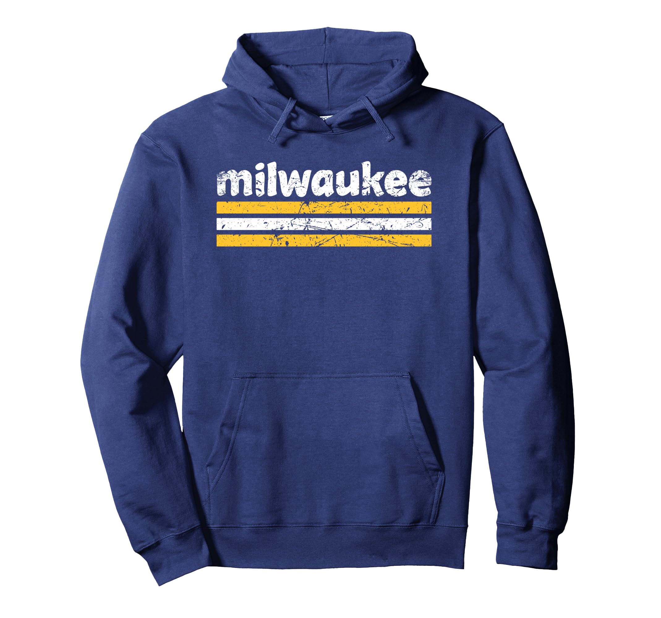 Milwaukee Wisconsin Three Stripe Weathered Hoodie - Custom Art Print Unisex - T-Shirt, Sweatshirt, Hoodie