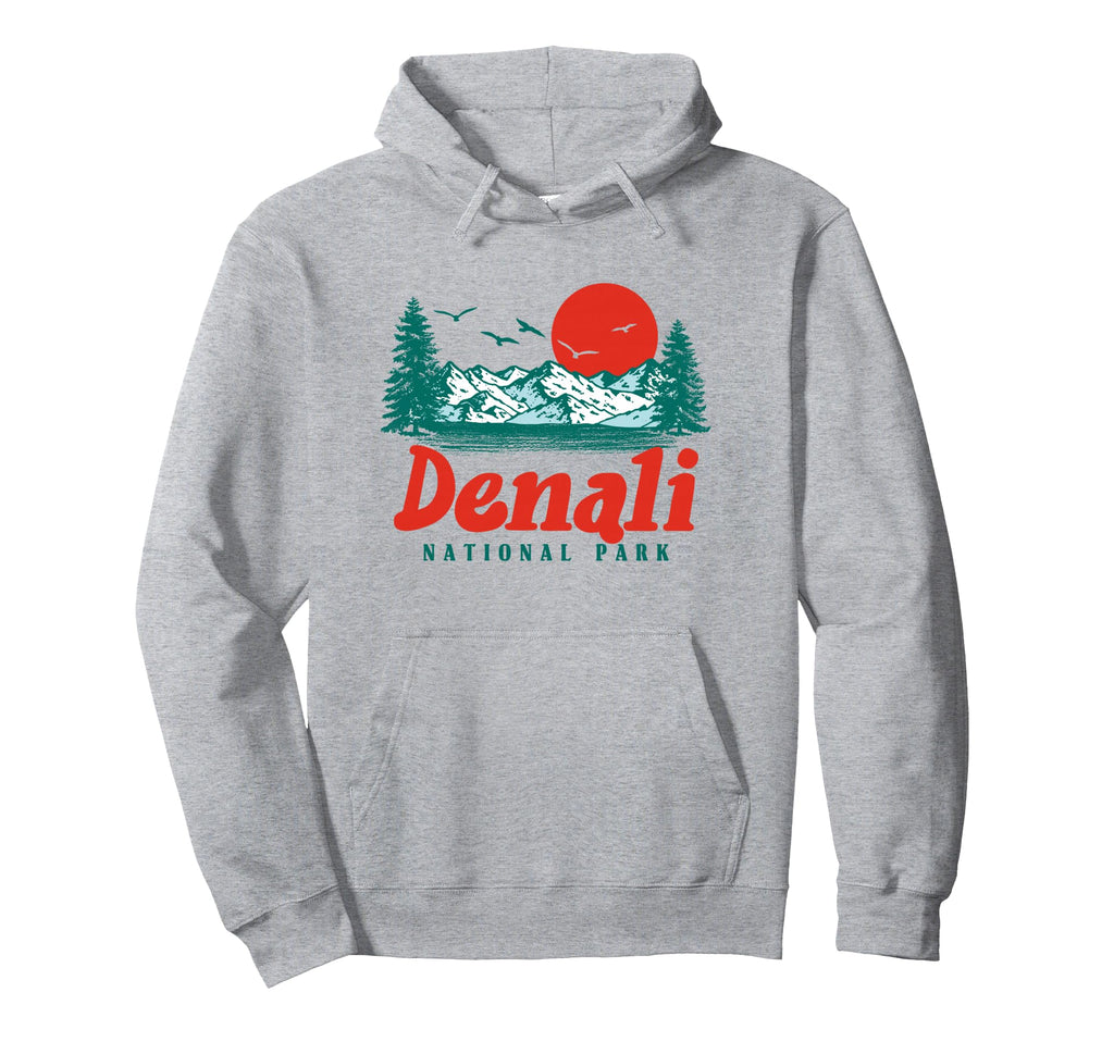 Denali National Park Mountain Trees Sun Hoodie - Trendy Graphic Unisex - T-Shirt, Sweatshirt, Hoodie