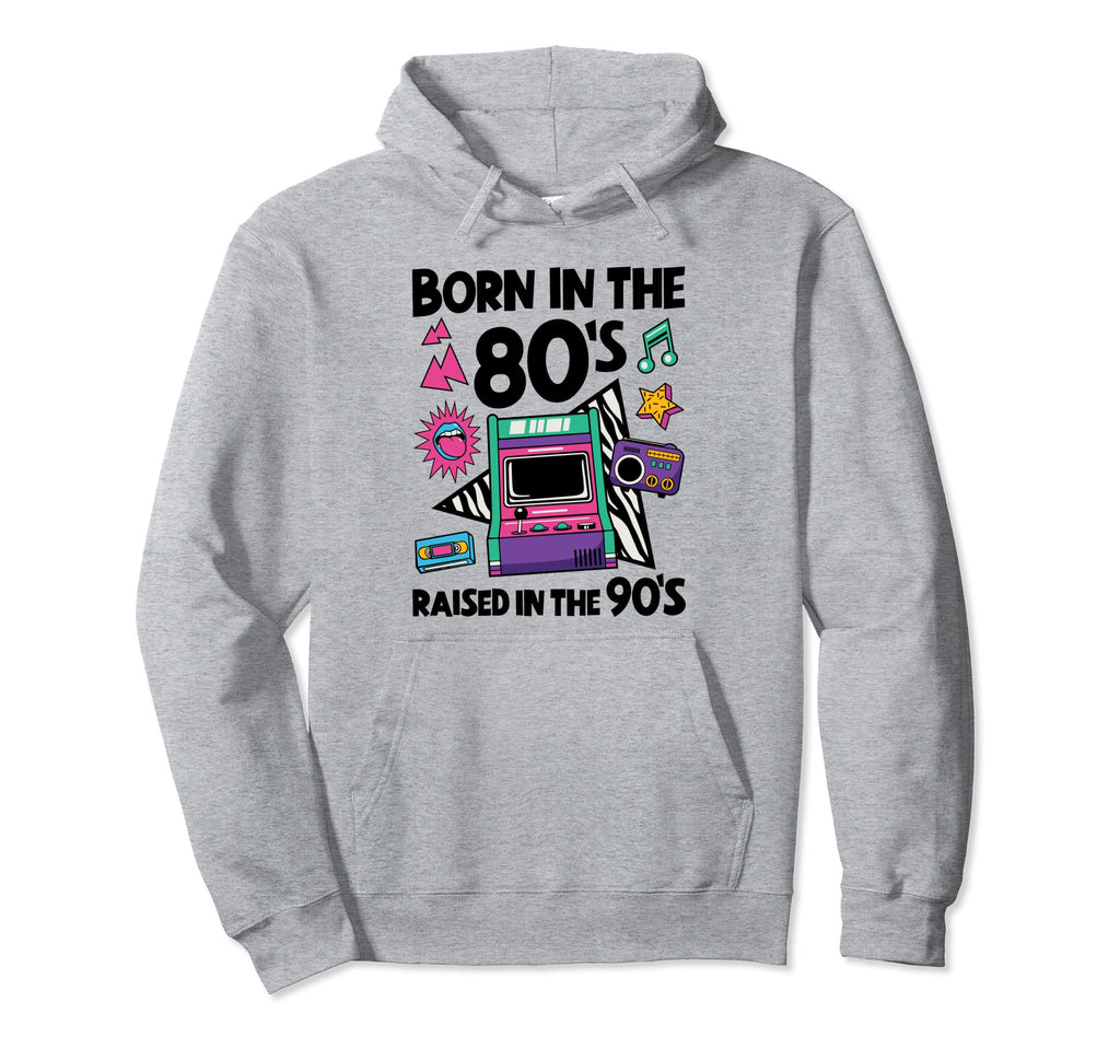 Born 80S Eighties Cassette Tape Arcade Hoodie - Novelty Apparel for Adults - T-Shirt, Sweatshirt, Hoodie