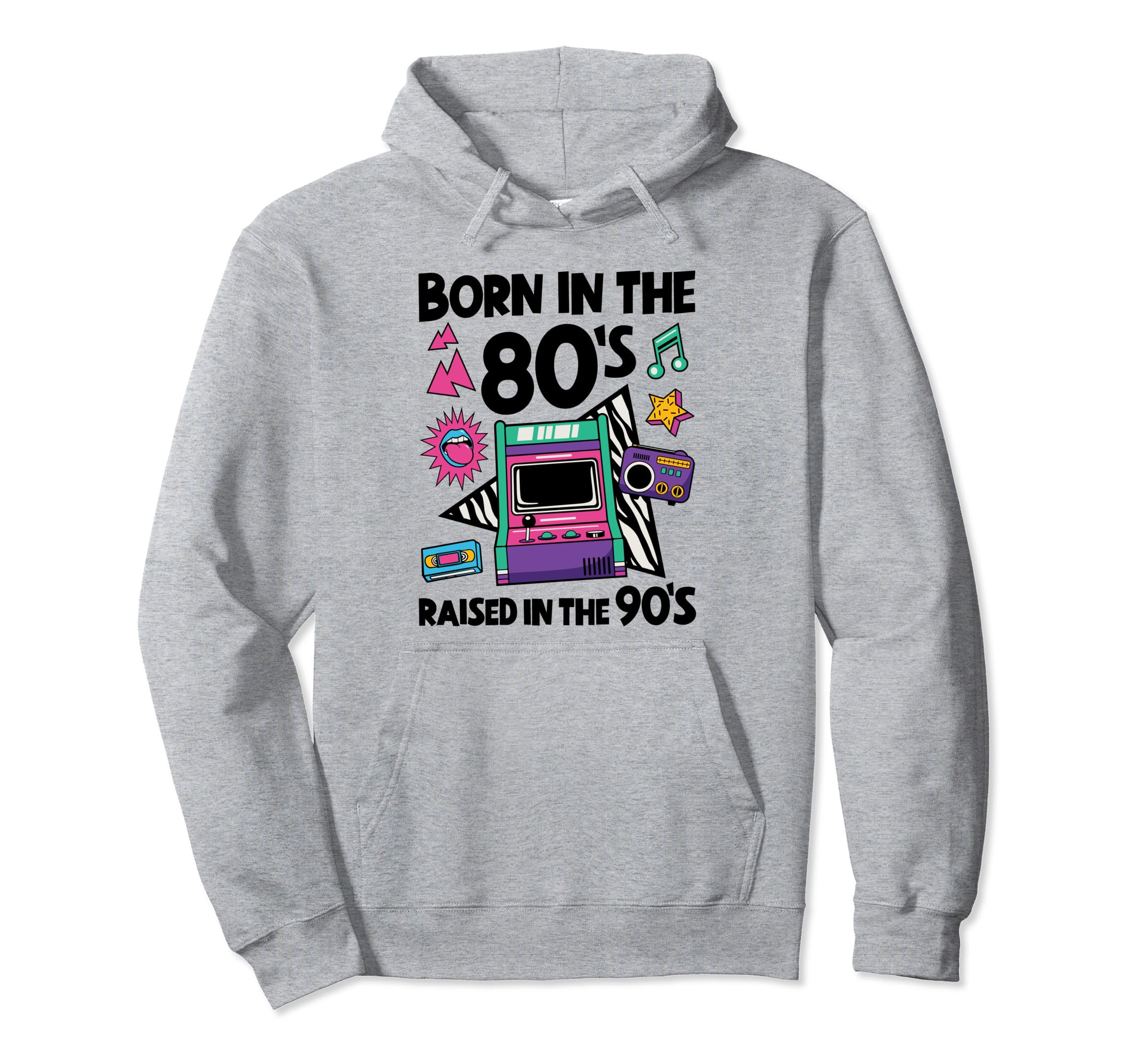 Born 80S Eighties Cassette Tape Arcade Hoodie - Novelty Apparel for Adults - T-Shirt, Sweatshirt, Hoodie