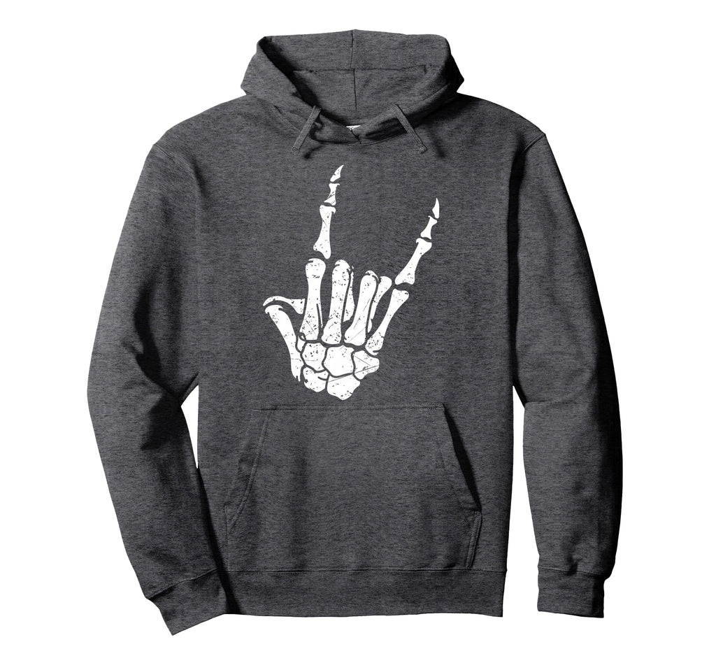 Rock Horns Skeleton Rock Heavy Metal Hoodie - Fun Novelty Design Unisex - T-Shirt, Sweatshirt, Hoodie