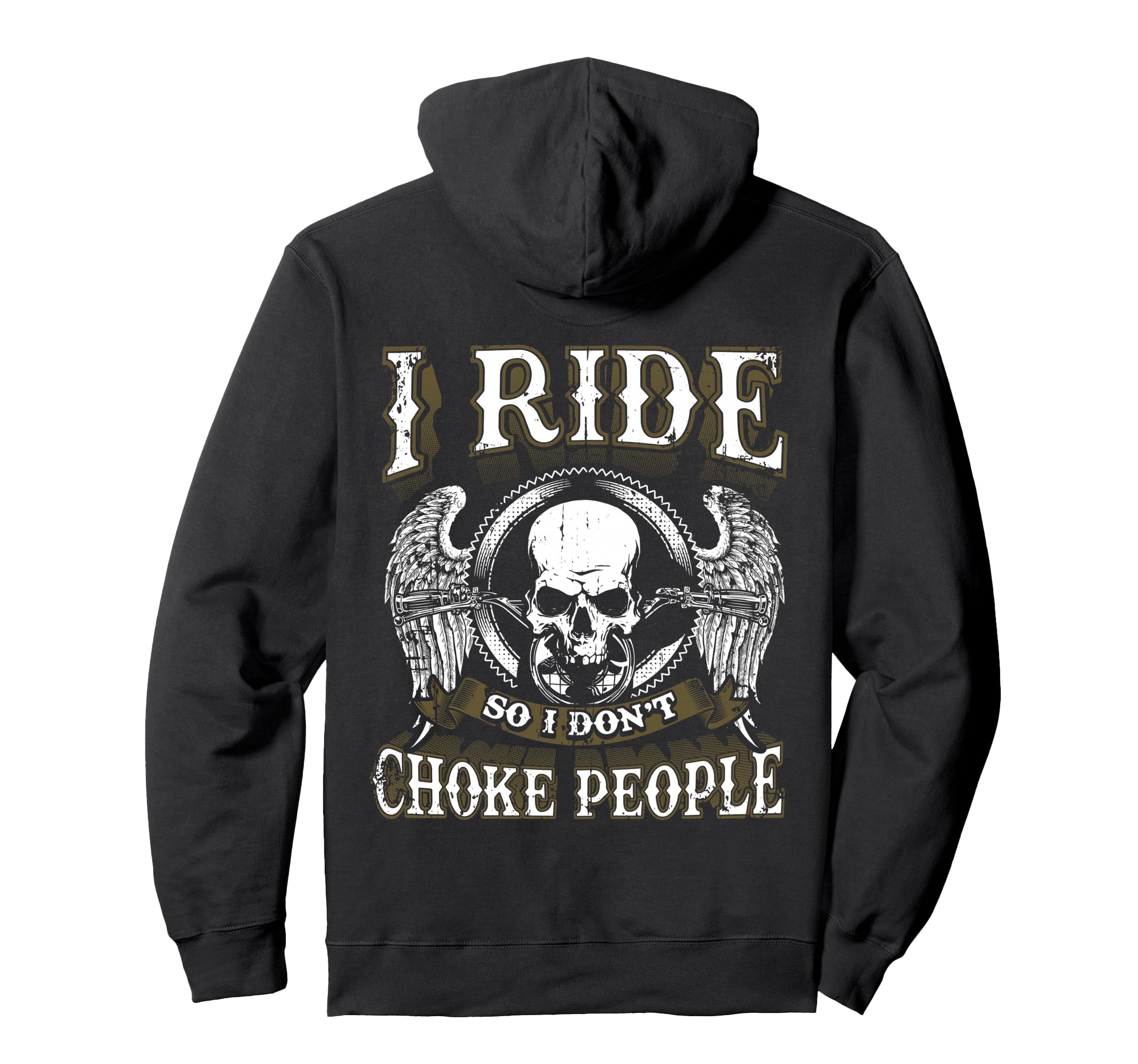Ride Choke People Biker Wings Skull Hoodie - Aesthetic Graphic for Adults - T-Shirt, Sweatshirt, Hoodie