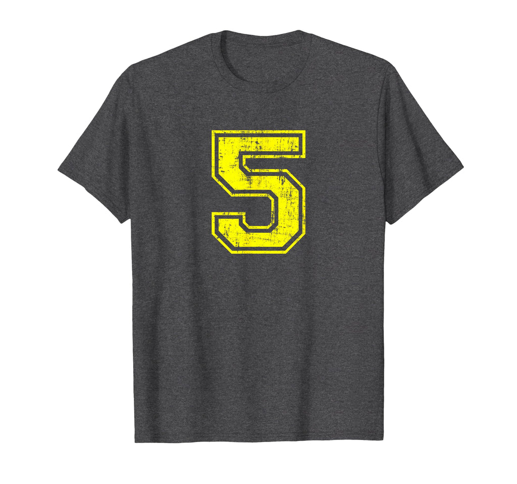 Number 5 Five Varsity Distressed Sport T-Shirt - Aesthetic Graphic Unisex - T-Shirt, Sweatshirt, Hoodie