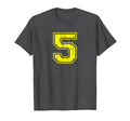 Number 5 Five Varsity Distressed Sport T-Shirt - Aesthetic Graphic Unisex - T-Shirt, Sweatshirt, Hoodie