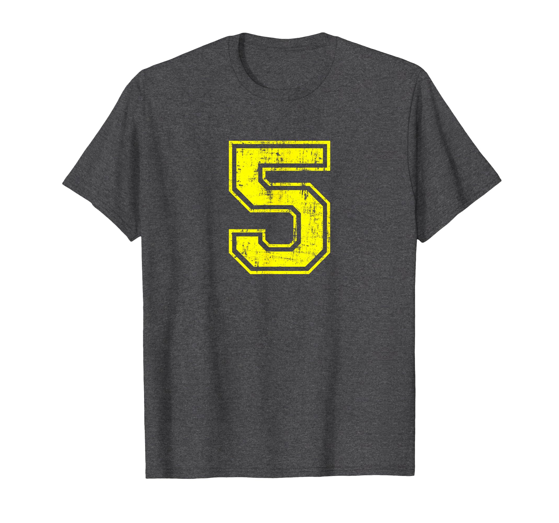 Number 5 Five Varsity Distressed Sport T-Shirt - Aesthetic Graphic Unisex - T-Shirt, Sweatshirt, Hoodie