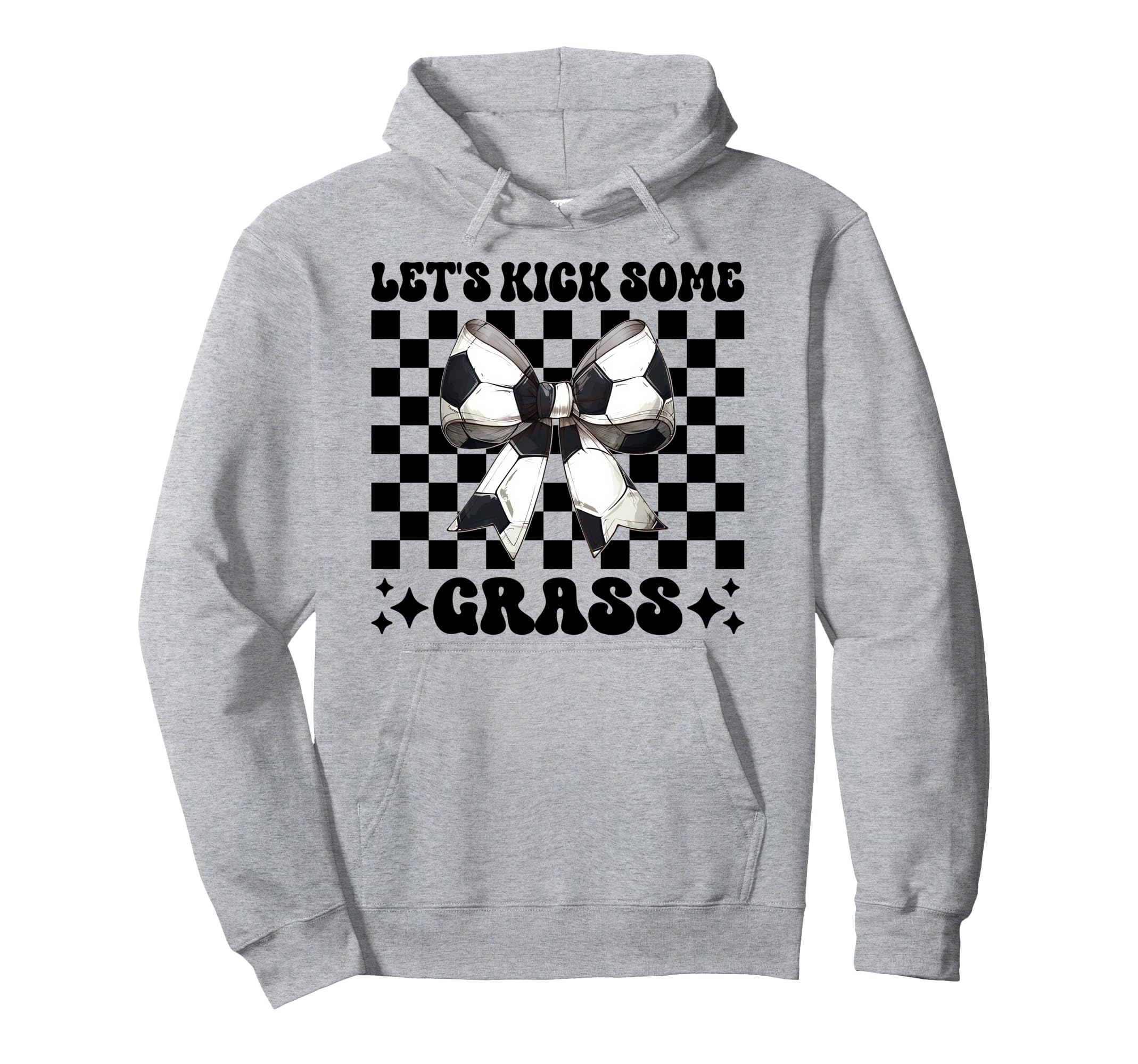 Lets Kick Some Grass Soccer Coquette Bow Hoodie - Aesthetic Graphic Unisex - T-Shirt, Sweatshirt, Hoodie