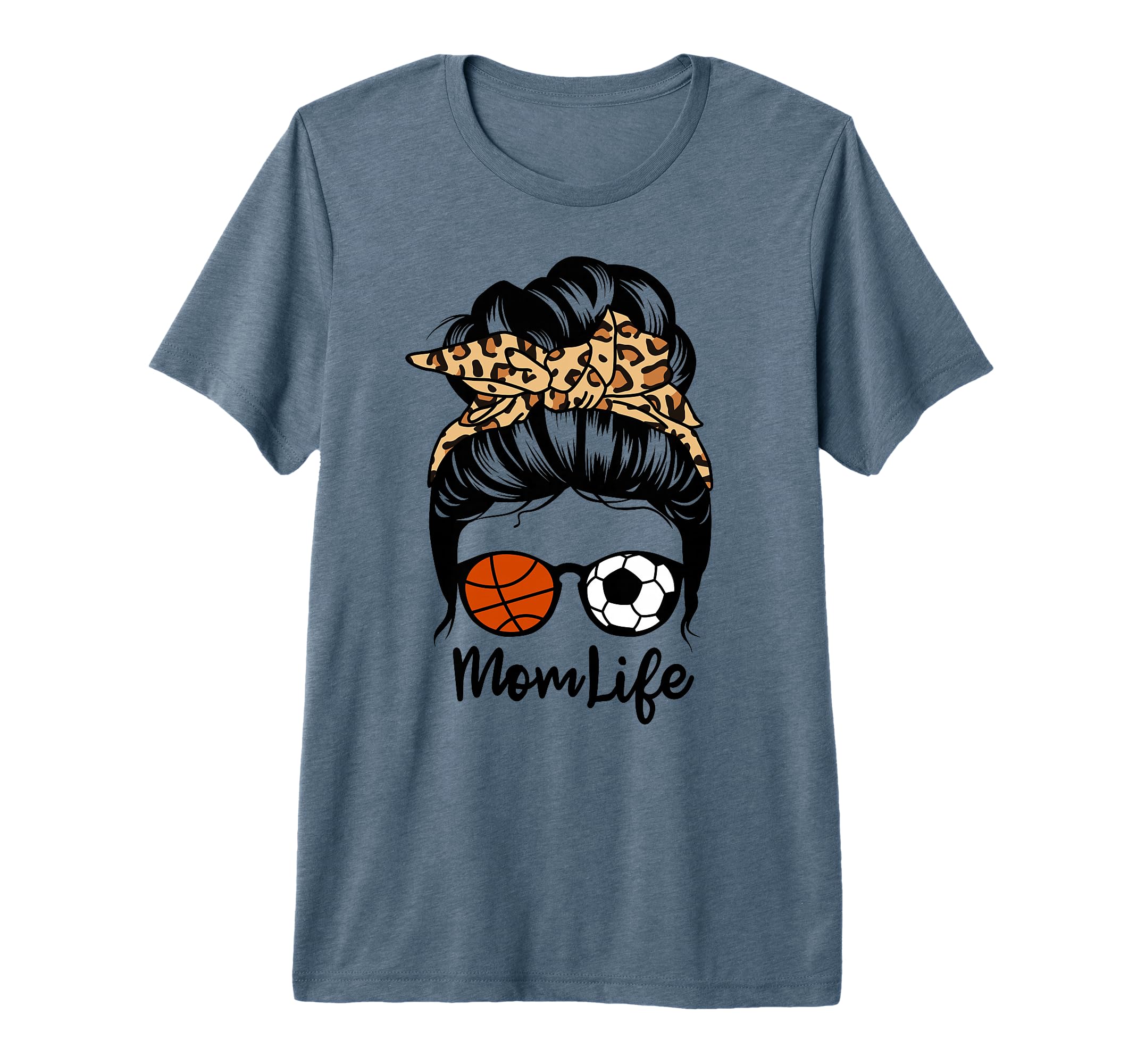 Mom Life Messy Bun Hair Funny Soccer T-Shirt - Minimalist Print Men Women - T-Shirt, Sweatshirt, Hoodie
