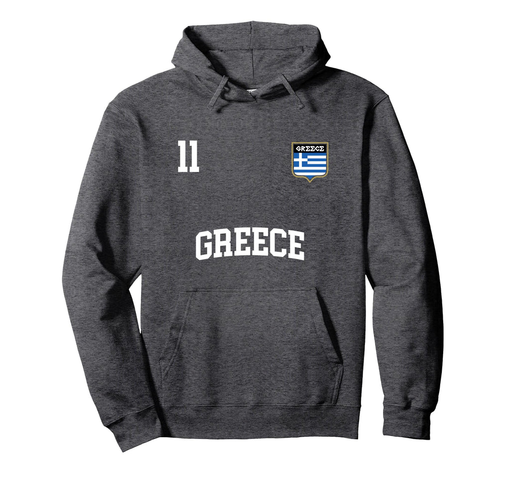 Greece No 11 Greek Flag Football Soccer Hoodie - Fun Novelty Design Unisex - T-Shirt, Sweatshirt, Hoodie
