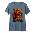 Halloween Scary Pumpkin Showing Soccer T-Shirt - Graphic Print Men Women - T-Shirt, Sweatshirt, Hoodie
