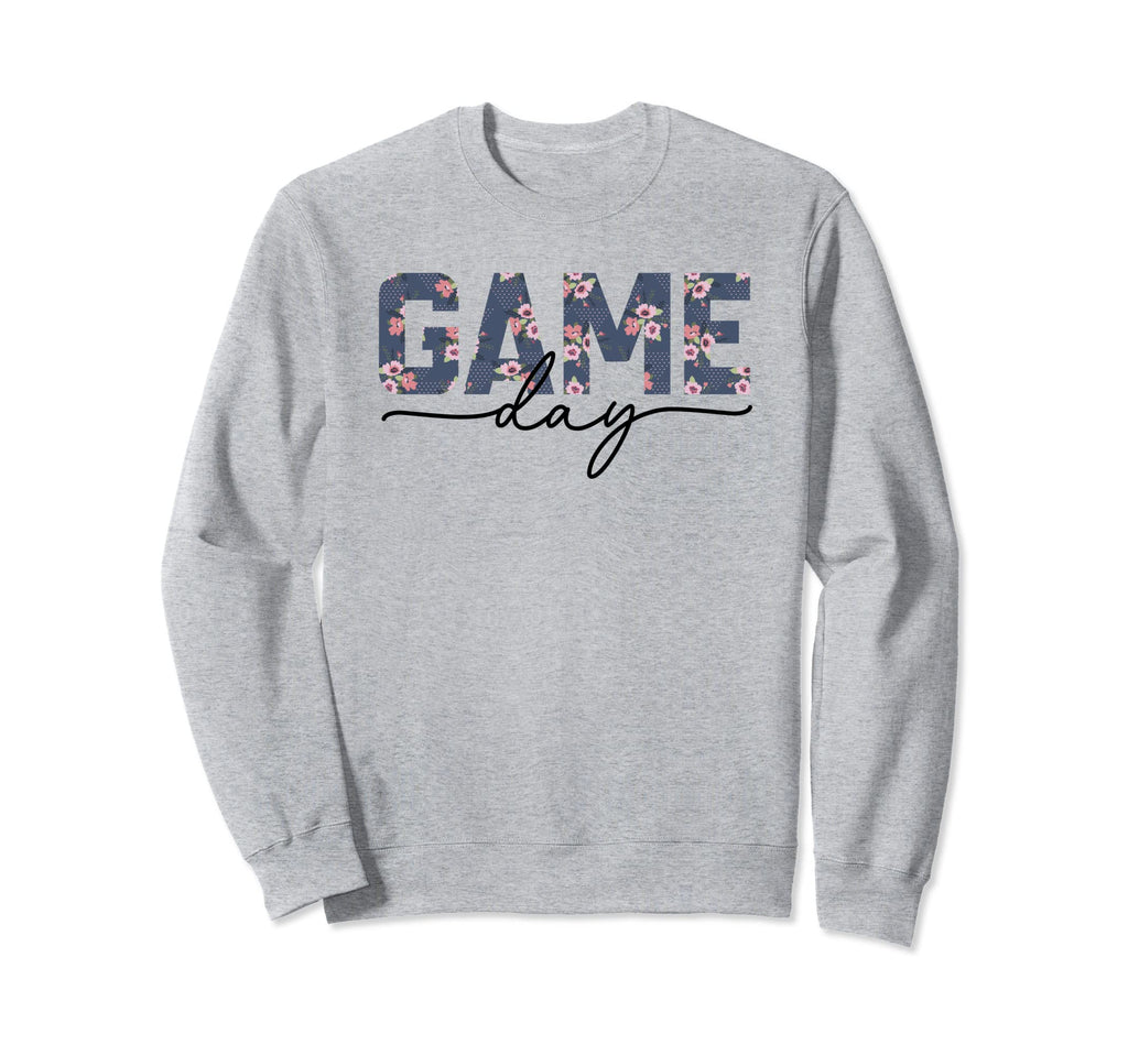 Game Day Spirit Blue Floral Sweatshirt - Custom Art Print for Adults - T-Shirt, Sweatshirt, Hoodie