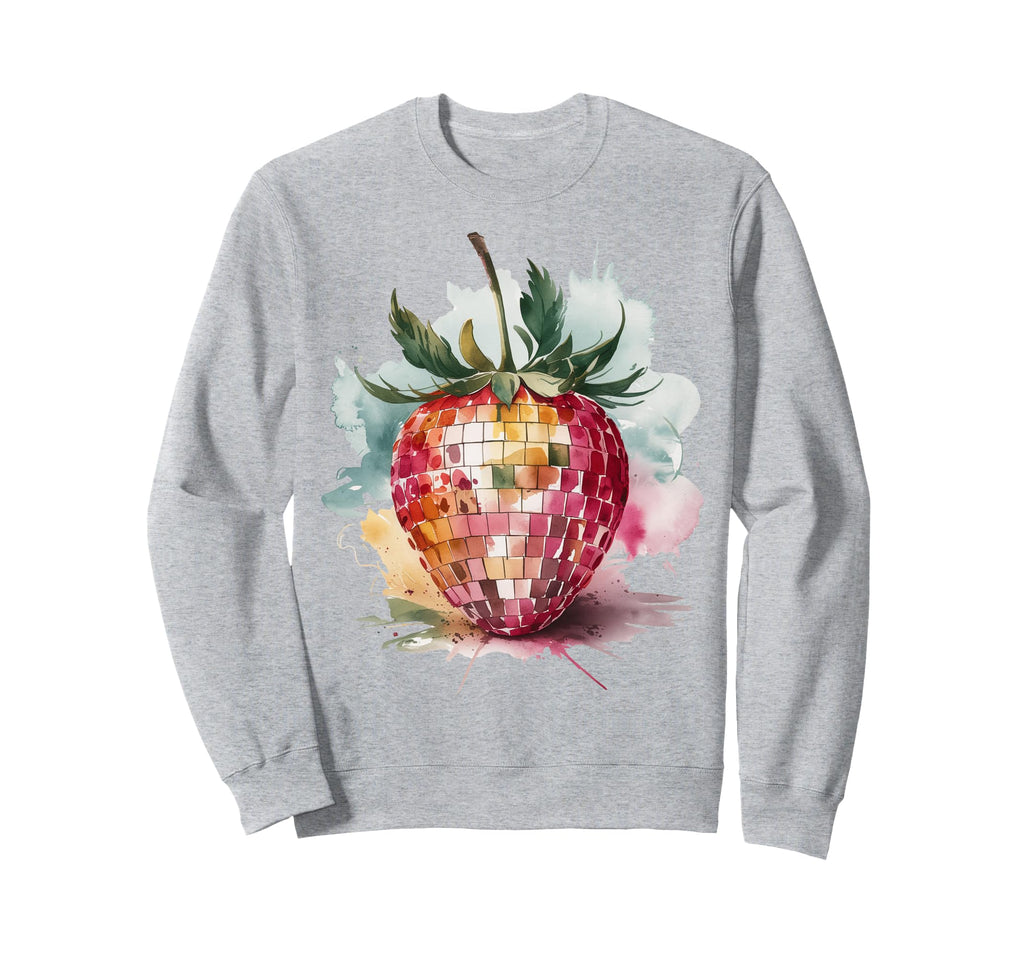Watercolor Disco Strawberry Sweatshirt - Fun Novelty Design for Adults - T-Shirt, Sweatshirt, Hoodie