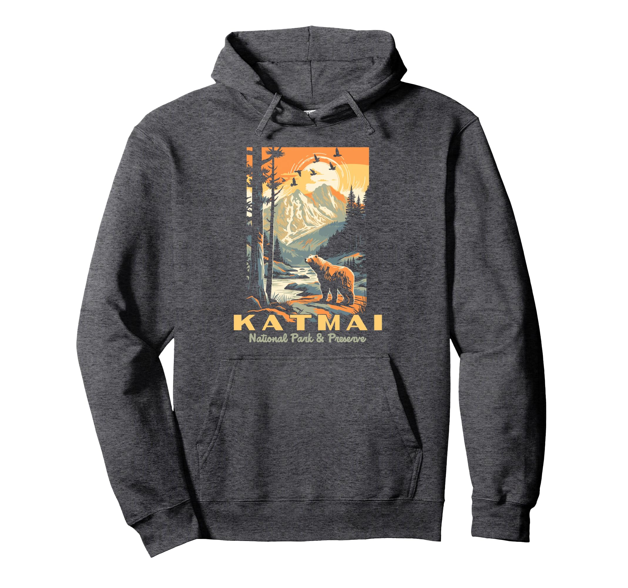 Katmai National Park Wpa Alaska Bear Hoodie - Aesthetic Graphic Unisex - T-Shirt, Sweatshirt, Hoodie