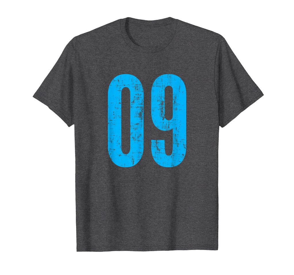 Number 09 Nine Distressed Sport Team T-Shirt - Trendy Graphic for Adults - T-Shirt, Sweatshirt, Hoodie