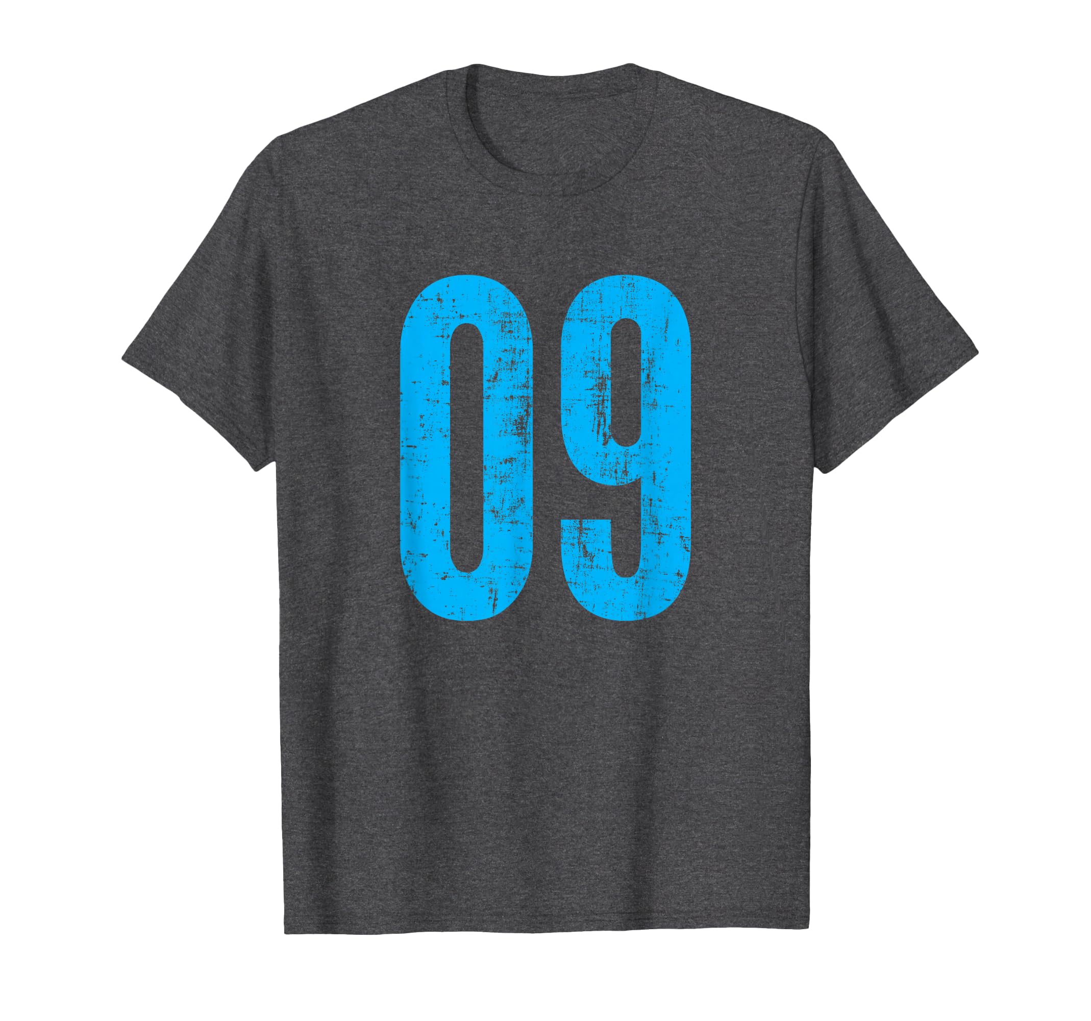 Number 09 Nine Distressed Sport Team T-Shirt - Trendy Graphic for Adults - T-Shirt, Sweatshirt, Hoodie