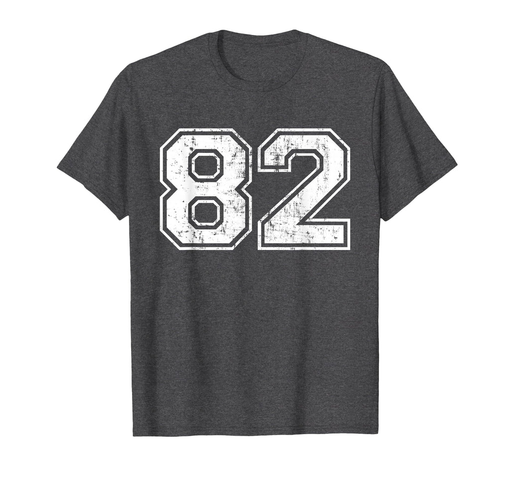 Number 82 Varsity Distressed Sports T-Shirt - Graphic Print for Adults - T-Shirt, Sweatshirt, Hoodie