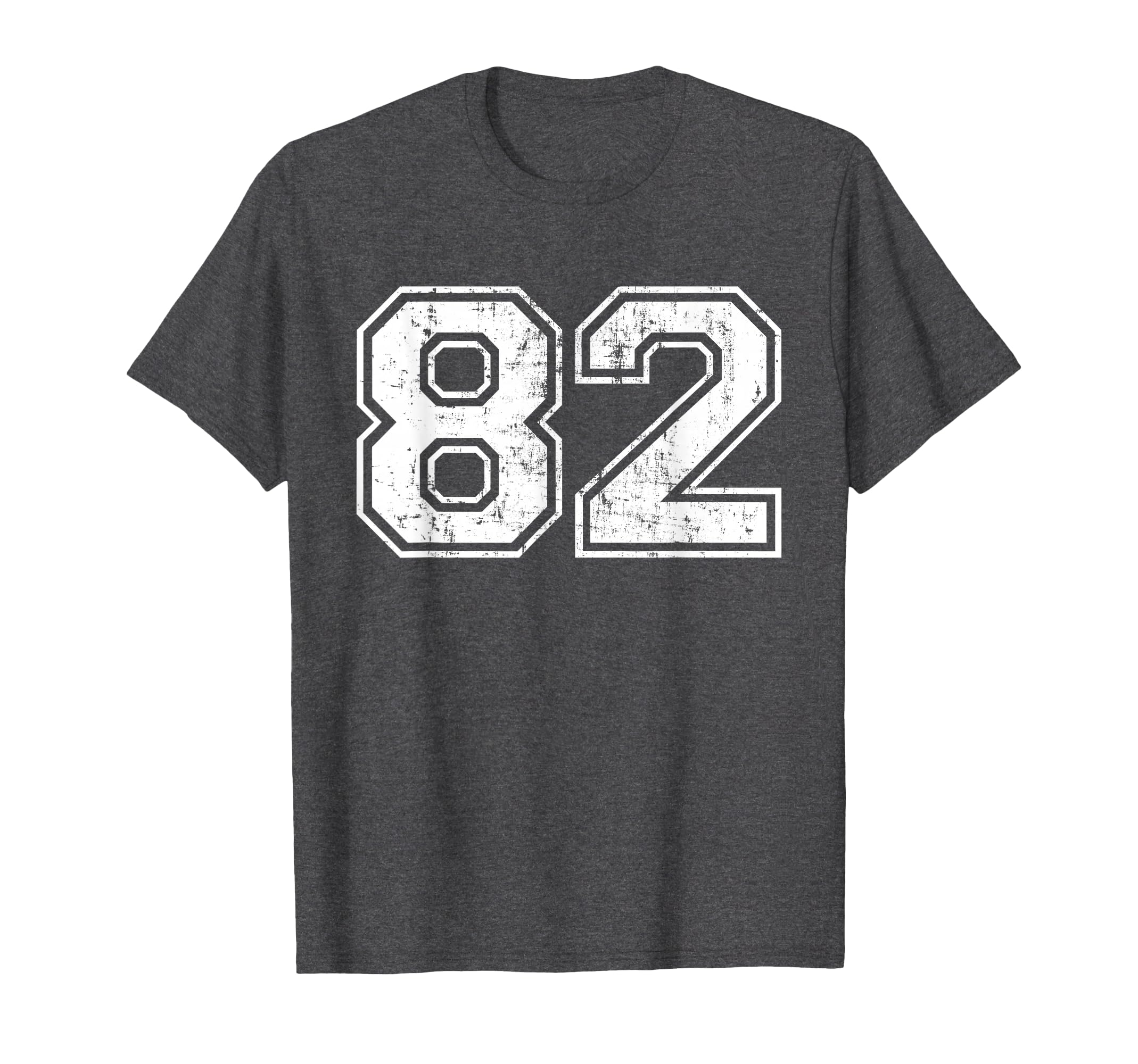Number 82 Varsity Distressed Sports T-Shirt - Graphic Print for Adults - T-Shirt, Sweatshirt, Hoodie