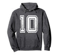 Distressed Number 10 Number Hoodie - Streetwear Style Unisex - T-Shirt, Sweatshirt, Hoodie