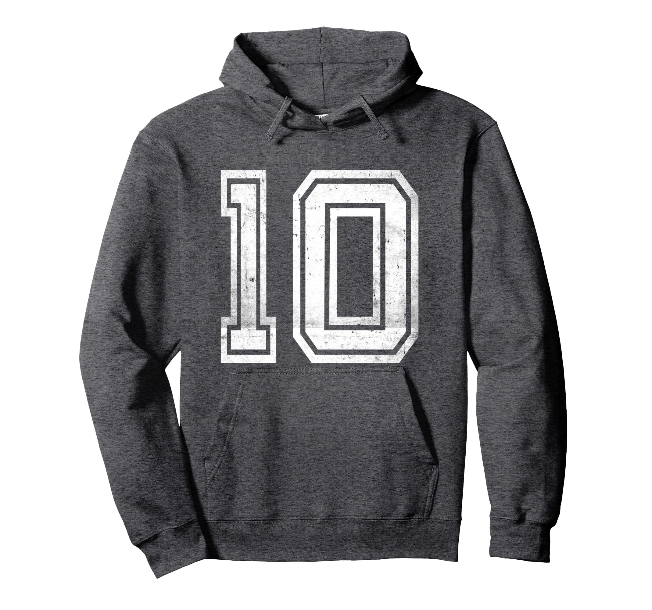 Distressed Number 10 Number Hoodie - Streetwear Style Unisex - T-Shirt, Sweatshirt, Hoodie