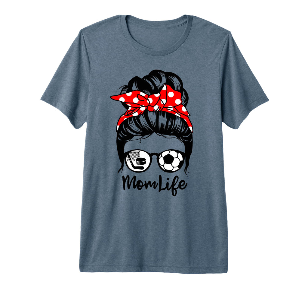 Mom Life Messy Bun Hair Funny Soccer T-Shirt - Minimalist Print Unisex - T-Shirt, Sweatshirt, Hoodie