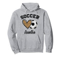 Soccer Auntie Leopard Heart Sports Hoodie - Custom Art Print Men Women - T-Shirt, Sweatshirt, Hoodie