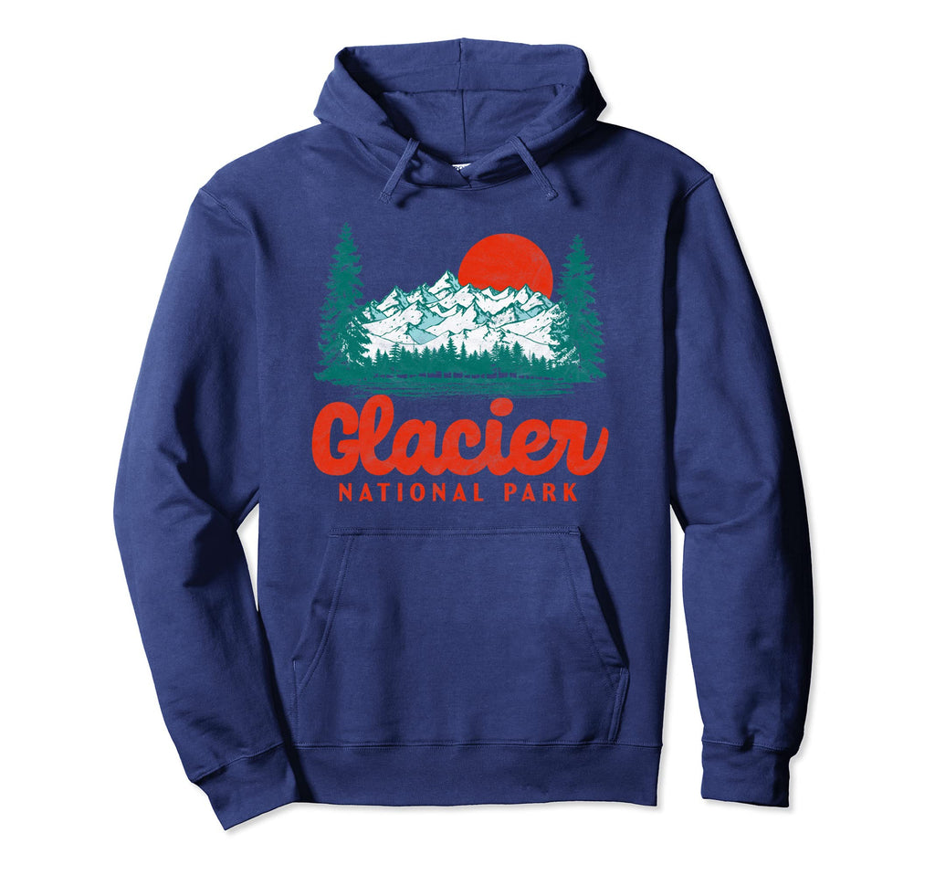 Glacier National Park 80S Mountain Hoodie - Minimalist Print Unisex - T-Shirt, Sweatshirt, Hoodie