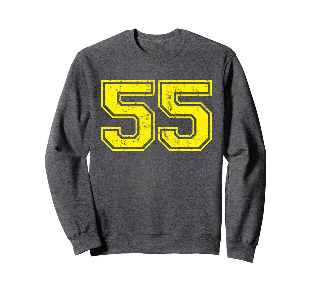 Number 55 Varsity Distressed Sweatshirt - Streetwear Style for Adults - T-Shirt, Sweatshirt, Hoodie