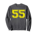 Number 55 Varsity Distressed Sweatshirt - Streetwear Style for Adults - T-Shirt, Sweatshirt, Hoodie