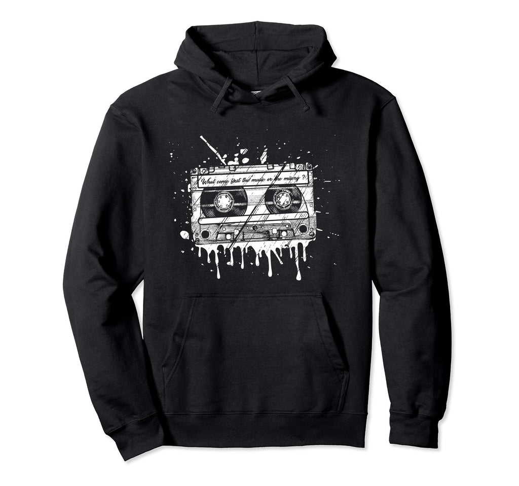 Music Misery Old Musician Hoodie - Minimalist Print Unisex - T-Shirt, Sweatshirt, Hoodie