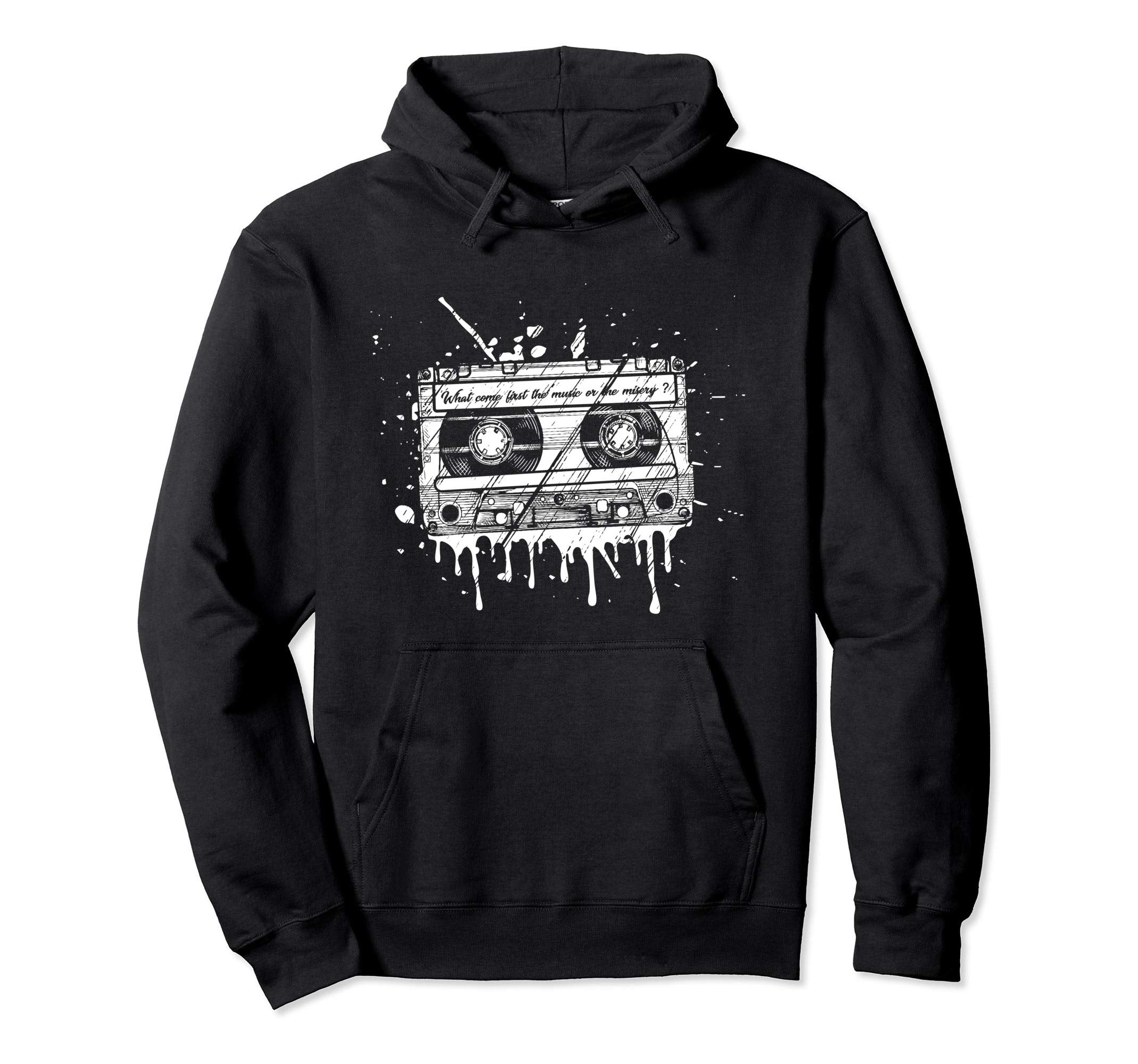 Music Misery Old Musician Hoodie - Minimalist Print Unisex - T-Shirt, Sweatshirt, Hoodie