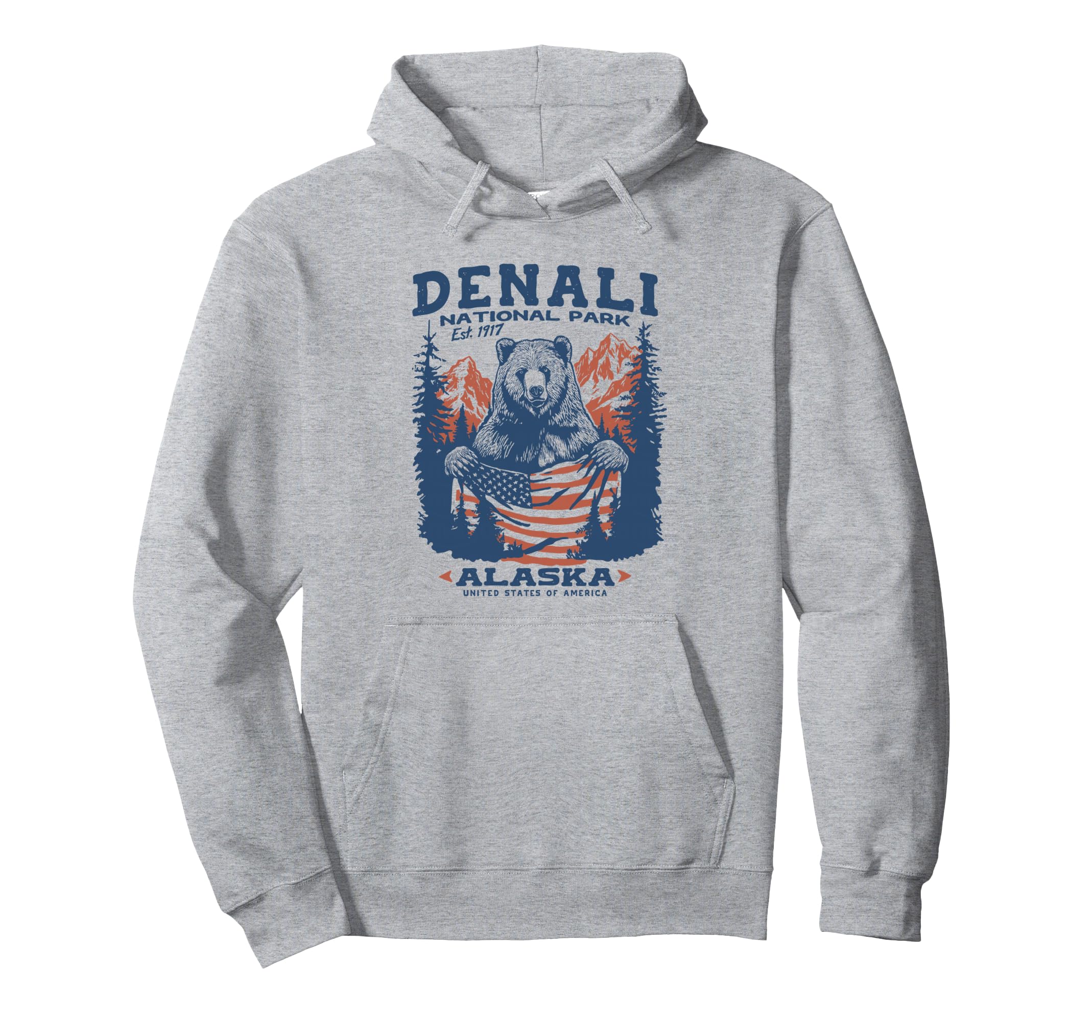 Patriotic Denali Park Bear Flag Hoodie - Unique Graphic Unisex - T-Shirt, Sweatshirt, Hoodie