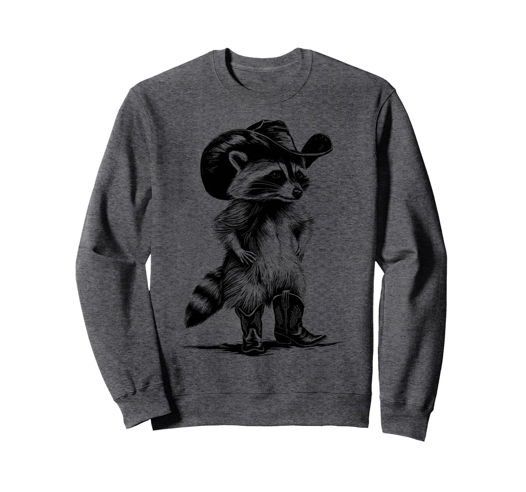 Raccoon Cowboy Cowgirl Western Sweatshirt - Casual Everyday Wear Men Women - T-Shirt, Sweatshirt, Hoodie