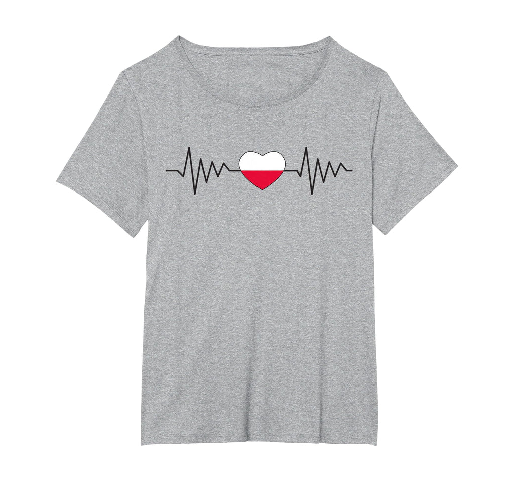 Poland Polska Polish Heartbeat Flag T-Shirt - Fun Novelty Design Men Women - T-Shirt, Sweatshirt, Hoodie