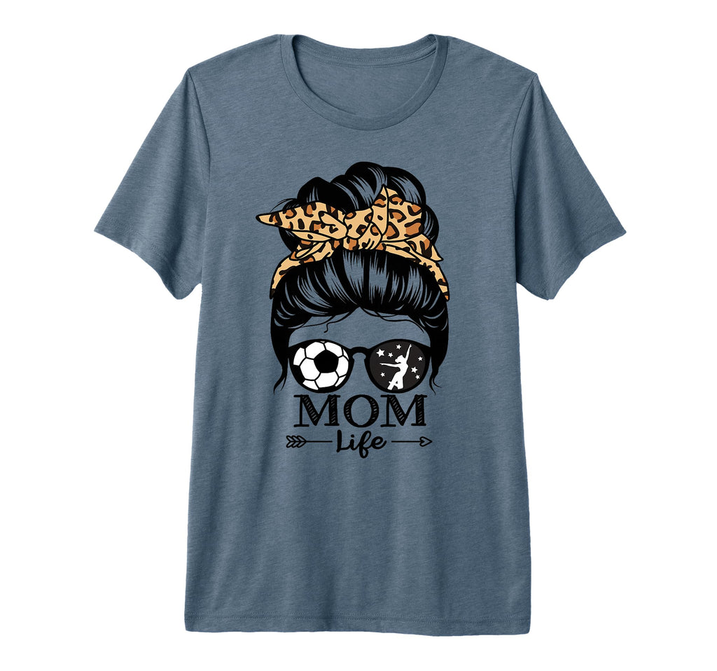 Mom Life Messy Bun Hair Funny Soccer T-Shirt - Graphic Print for Adults - T-Shirt, Sweatshirt, Hoodie