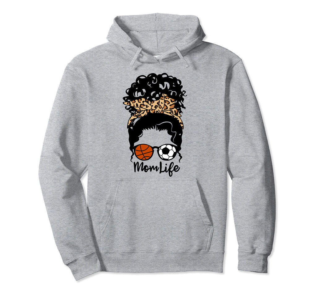 Mom Life Messy Bun Curly Hair Hoodie - Minimalist Print Men Women - T-Shirt, Sweatshirt, Hoodie