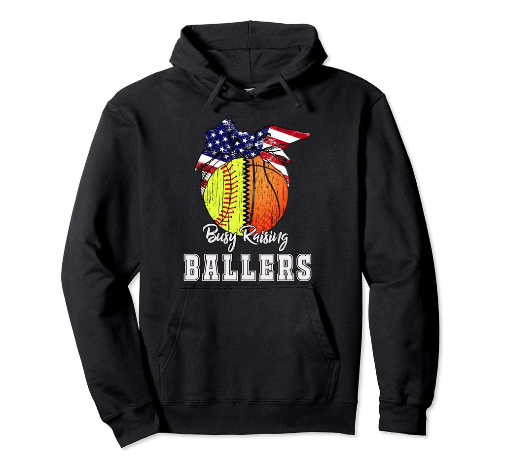 Busy Raising Ballers Softball Hoodie - Aesthetic Graphic Men Women - T-Shirt, Sweatshirt, Hoodie