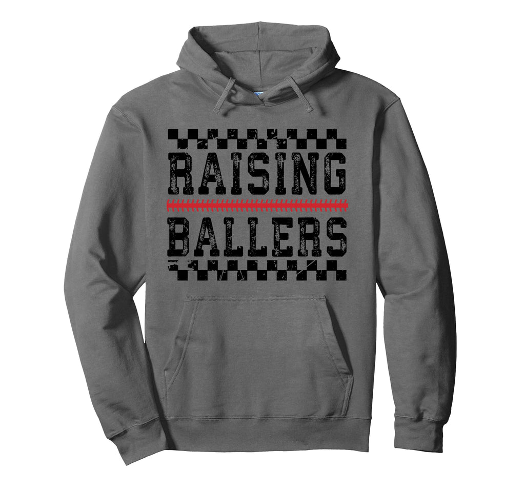 Raising Ballers Funny Baseball Football Hoodie - Novelty Apparel Unisex - T-Shirt, Sweatshirt, Hoodie