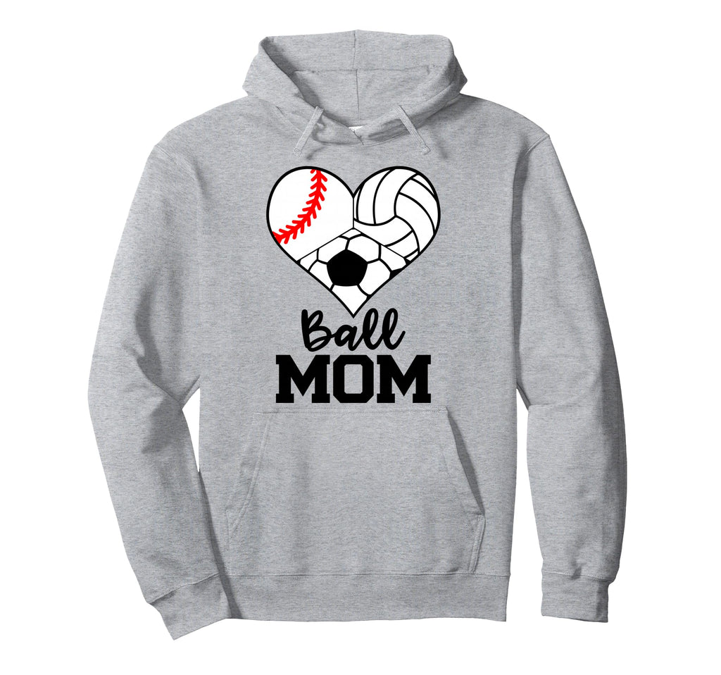 Ball Mom Funny Baseball Volleyball Hoodie - Fun Novelty Design for Adults - T-Shirt, Sweatshirt, Hoodie
