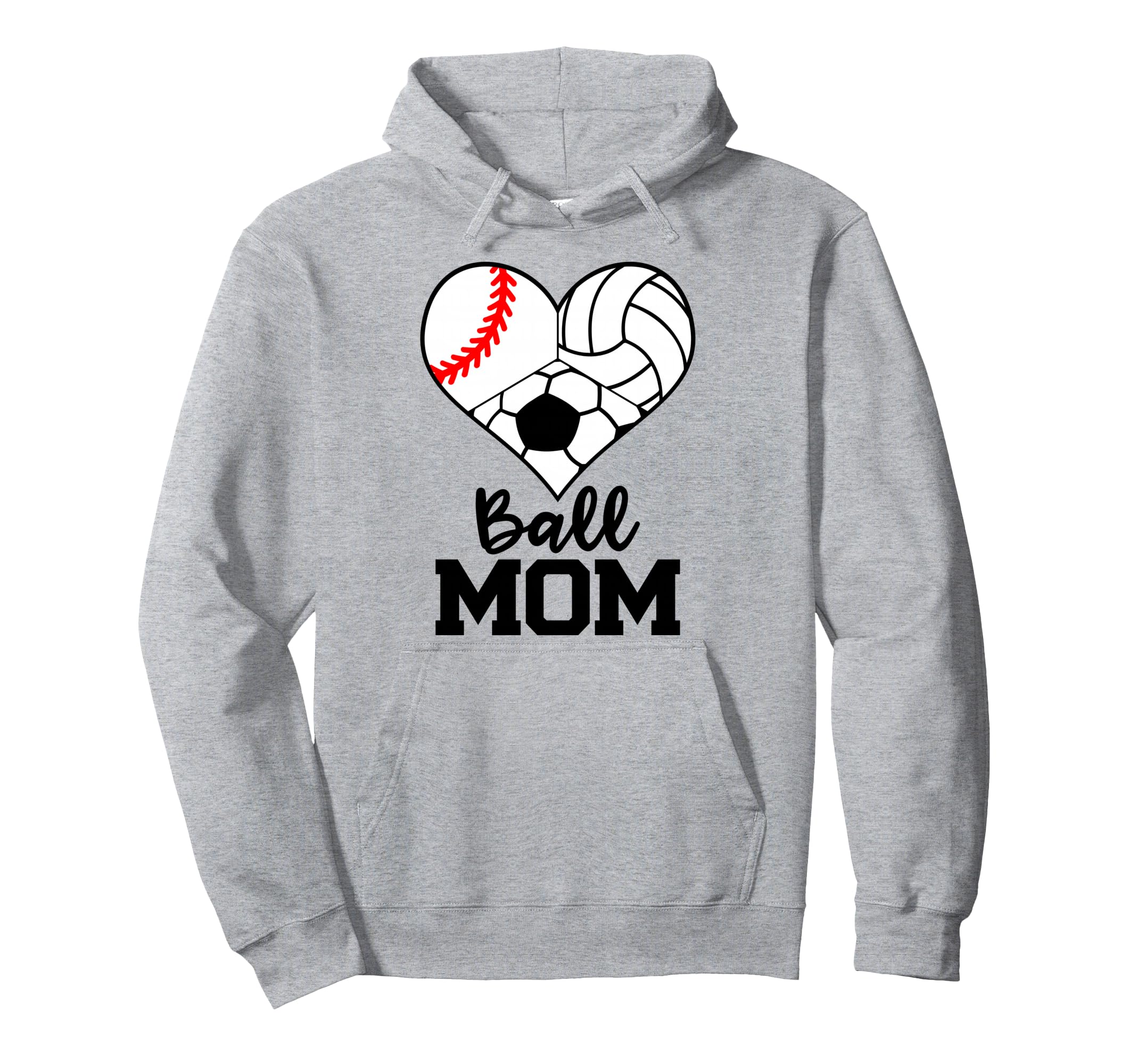 Ball Mom Funny Baseball Volleyball Hoodie - Fun Novelty Design for Adults - T-Shirt, Sweatshirt, Hoodie