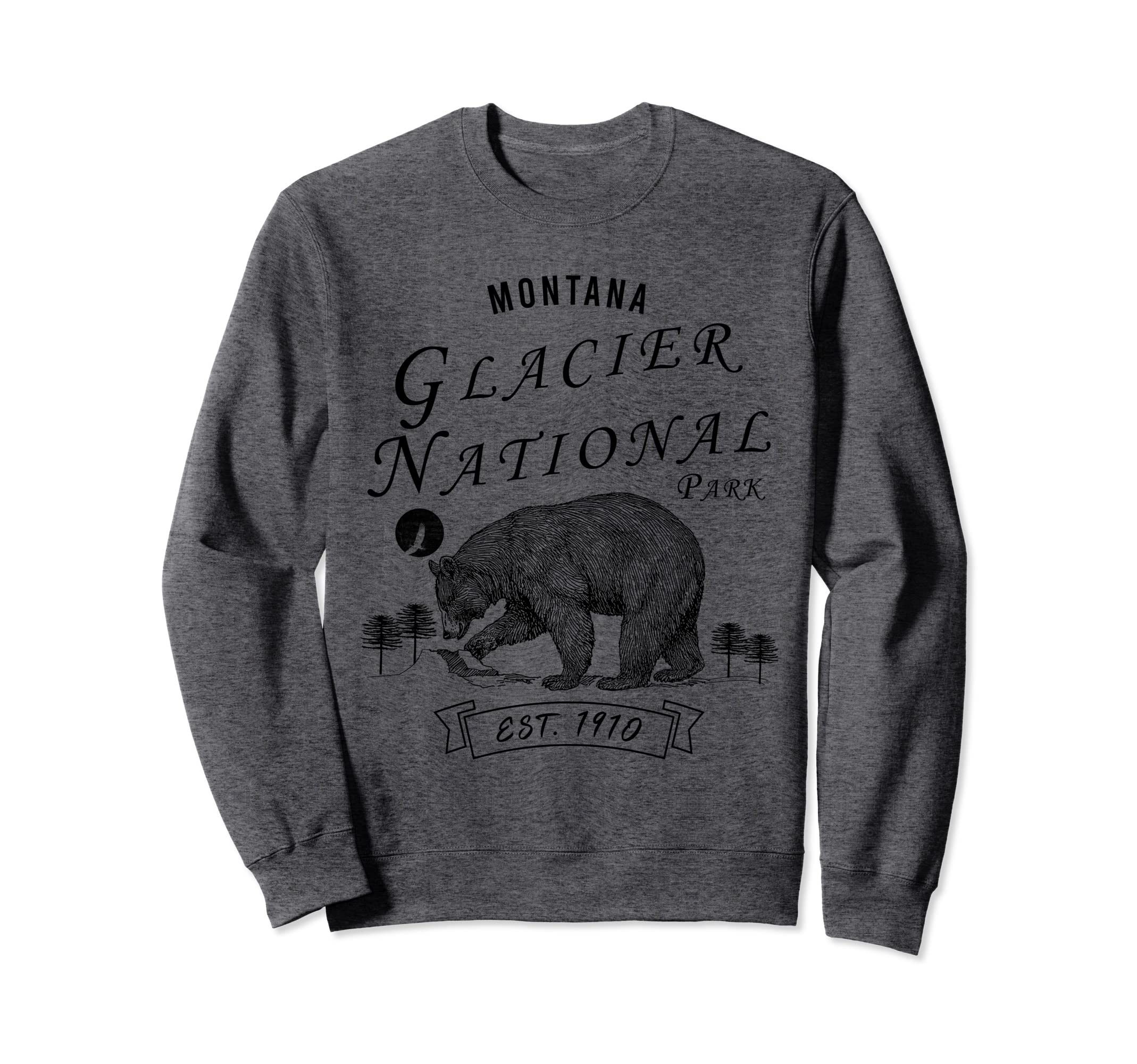 Glacier National Park Montana Bear Sweatshirt - Minimalist Print Men Women - T-Shirt, Sweatshirt, Hoodie