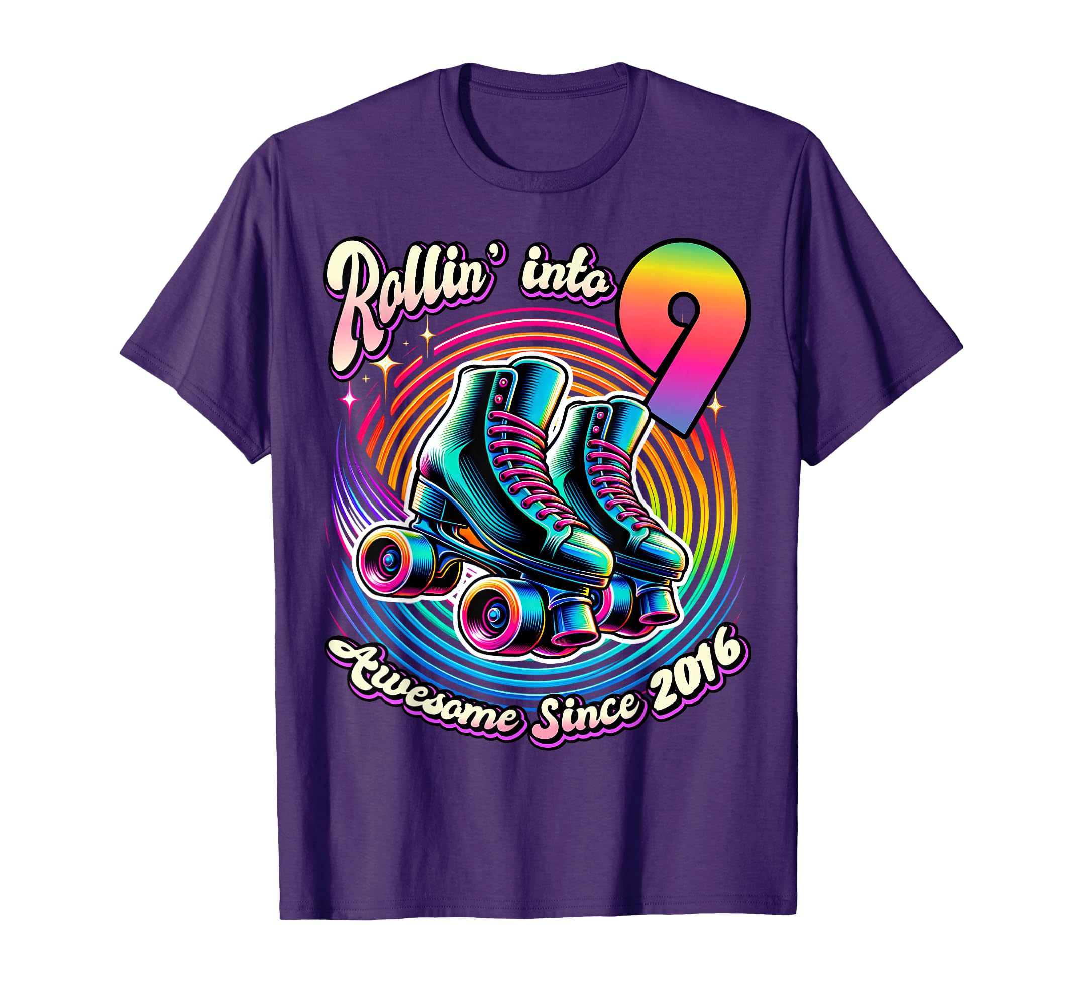 Birthday Roller Skating 9Th Rollin T-Shirt - Fun Novelty Design Men Women - T-Shirt, Sweatshirt, Hoodie