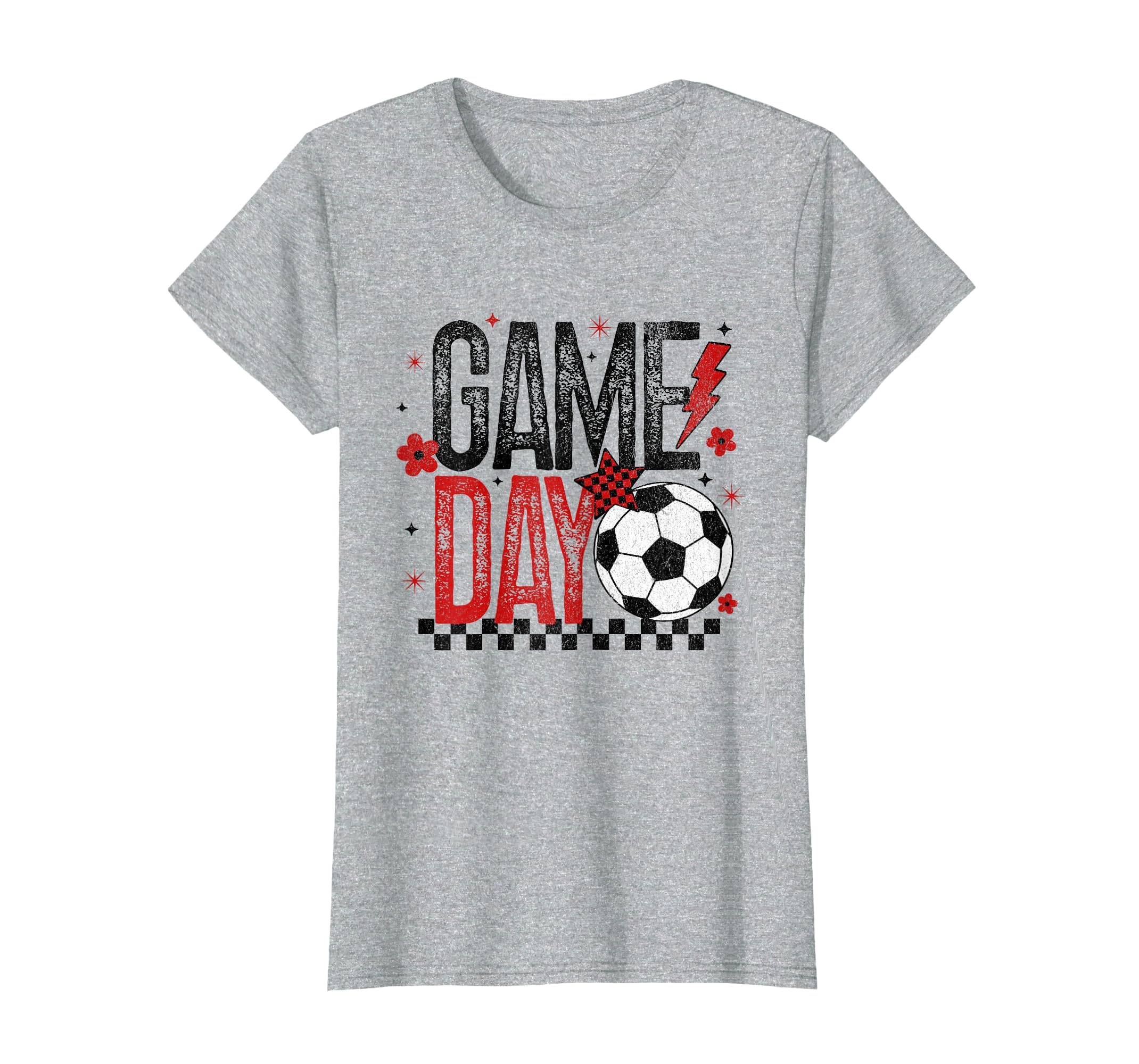 Game Day Soccer Season Checkered Black T-Shirt - Unique Graphic Men Women - T-Shirt, Sweatshirt, Hoodie