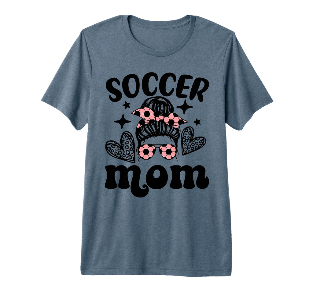 Soccer Mom Mama Messy Bun Soccer T-Shirt - Graphic Print for Adults - T-Shirt, Sweatshirt, Hoodie