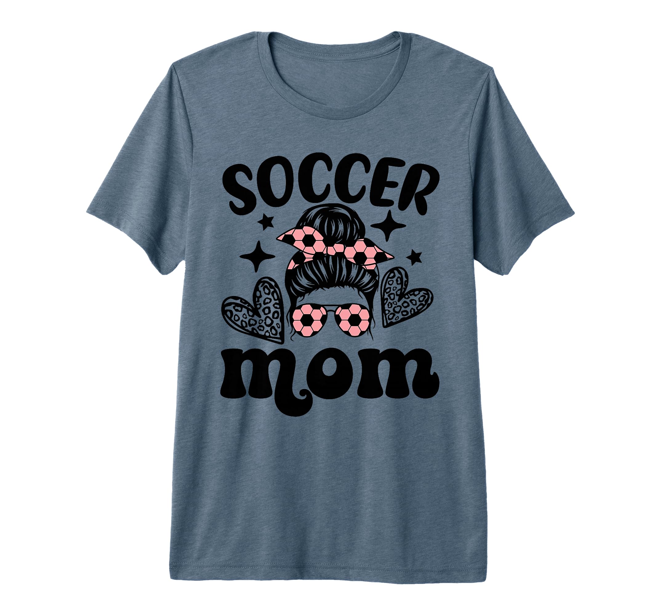Soccer Mom Mama Messy Bun Soccer T-Shirt - Graphic Print for Adults - T-Shirt, Sweatshirt, Hoodie