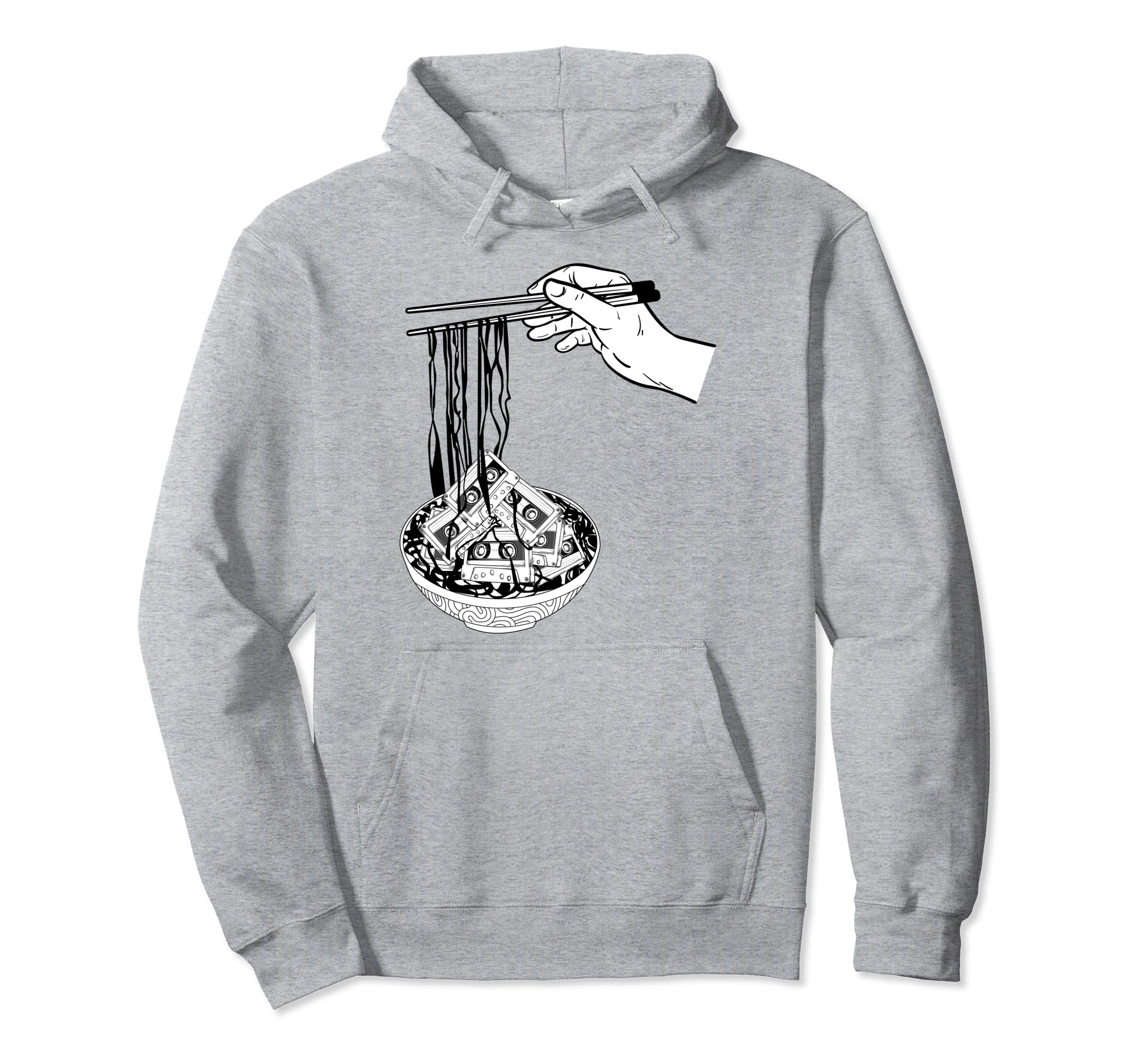 Chopsticks Hands Ramen Bowl Cassette Tapes Hoodie - Graphic Print Men Women - T-Shirt, Sweatshirt, Hoodie
