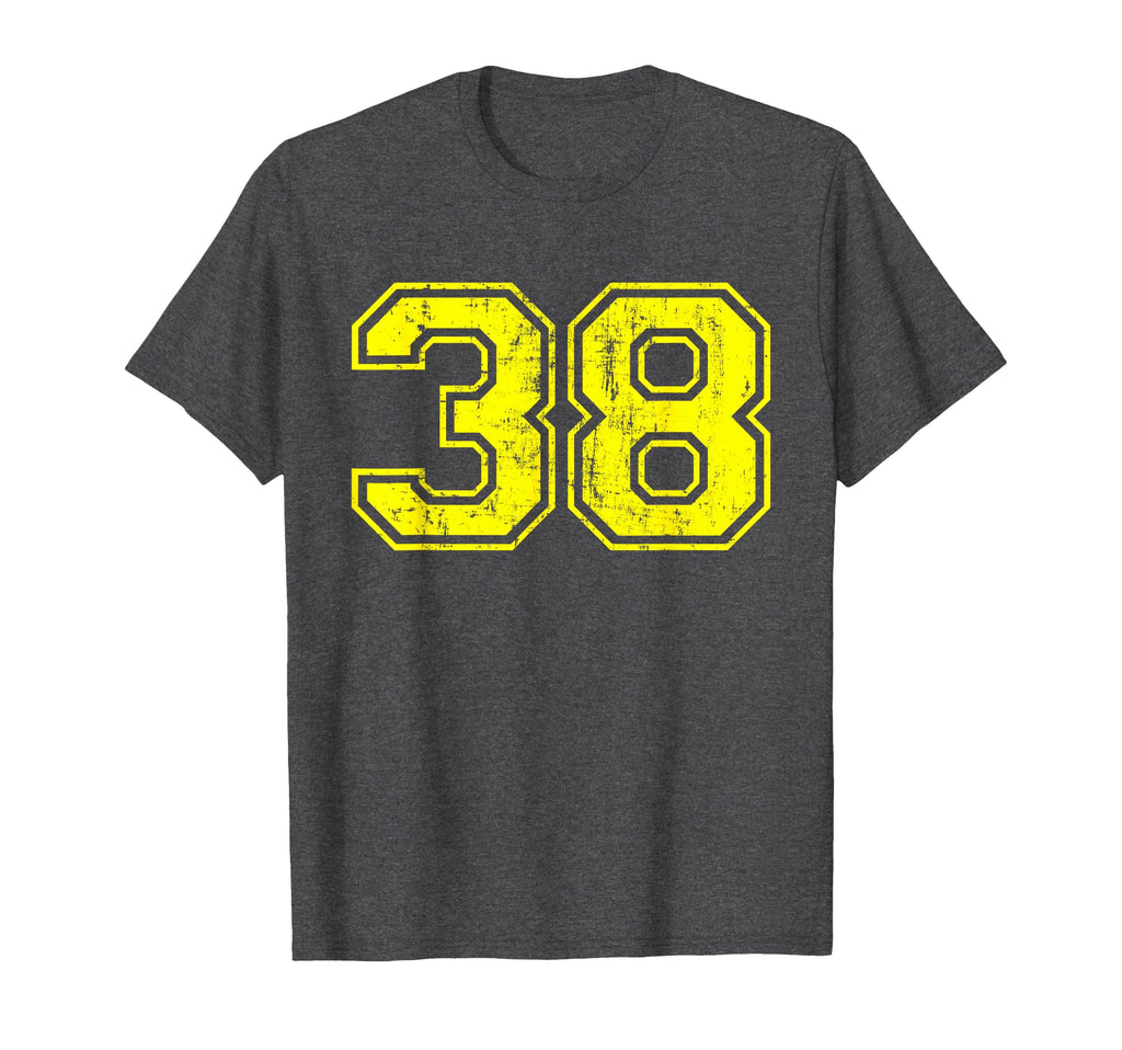Number 38 Varsity Distressed Sport T-Shirt - Fun Novelty Design Unisex - T-Shirt, Sweatshirt, Hoodie
