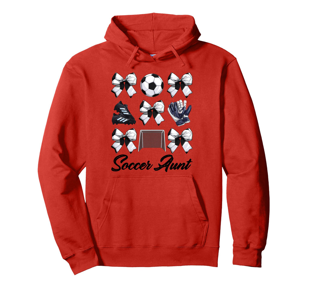 Soccer Aunt Bow Soccer Mom Mommy Mothers Hoodie - Novelty Apparel Unisex - T-Shirt, Sweatshirt, Hoodie