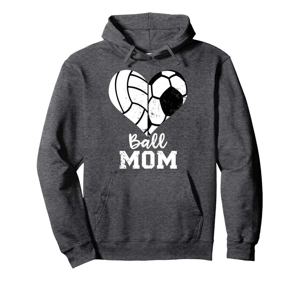 Ball Mom Heart Funny Soccer Hoodie - Casual Everyday Wear Unisex - T-Shirt, Sweatshirt, Hoodie