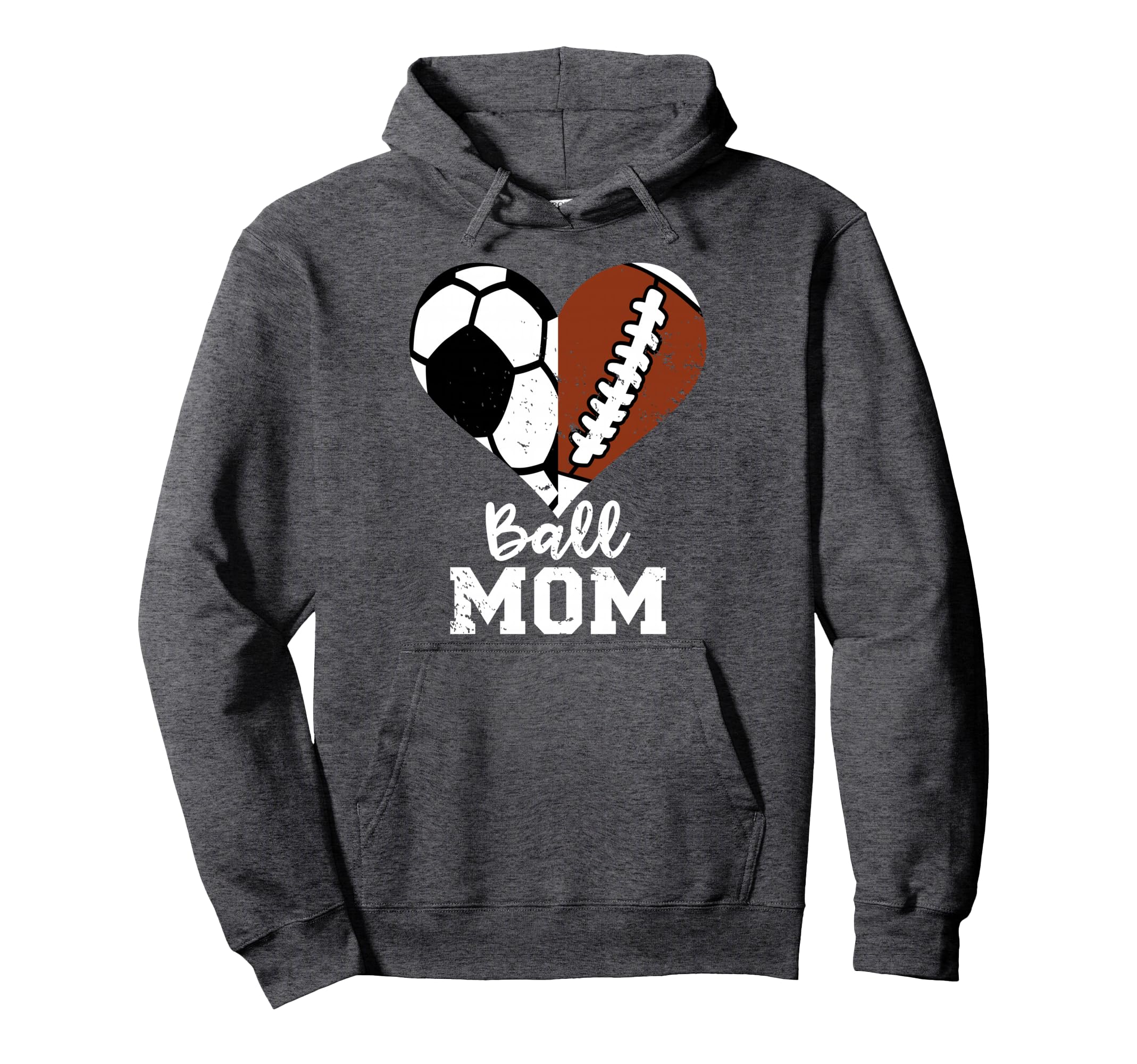 Ball Mom Heart Funny Football Hoodie - Fun Novelty Design for Adults - T-Shirt, Sweatshirt, Hoodie