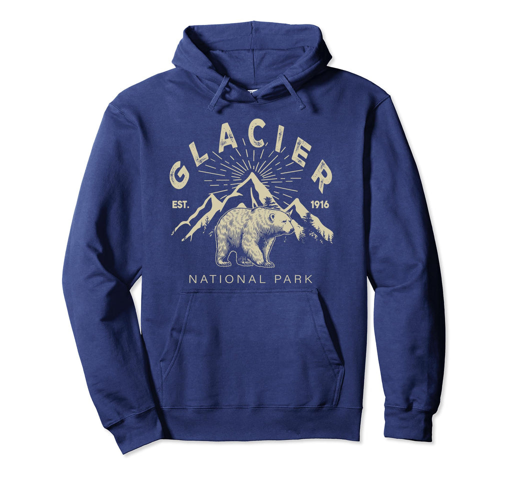 Glacier National Park Bear Mountains Hoodie - Minimalist Print Unisex - T-Shirt, Sweatshirt, Hoodie