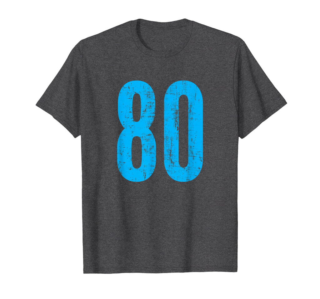 Number 80 Distressed Sport Team Player T-Shirt - Fun Novelty Design Unisex - T-Shirt, Sweatshirt, Hoodie